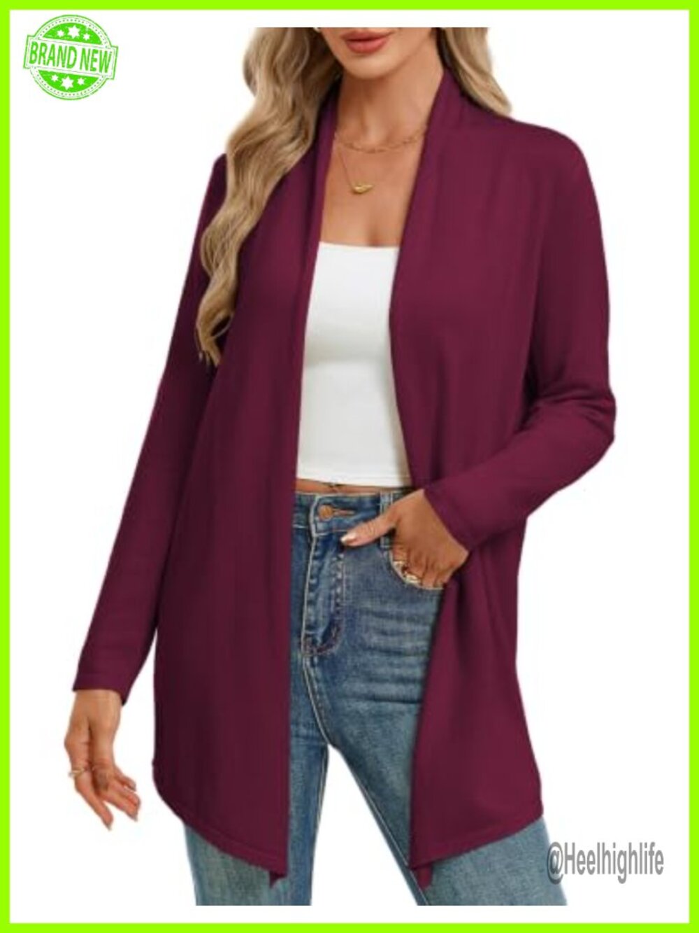 Womens Long Open Front Draped Cardigan Lightweight Knit Shawl Collar Sweater